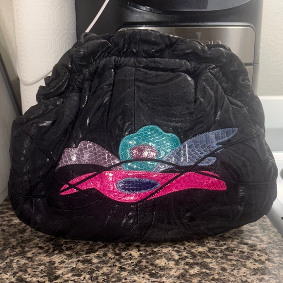 ViVa of California Handbags - Elegant Black Clutch with Colorful Accents vintage